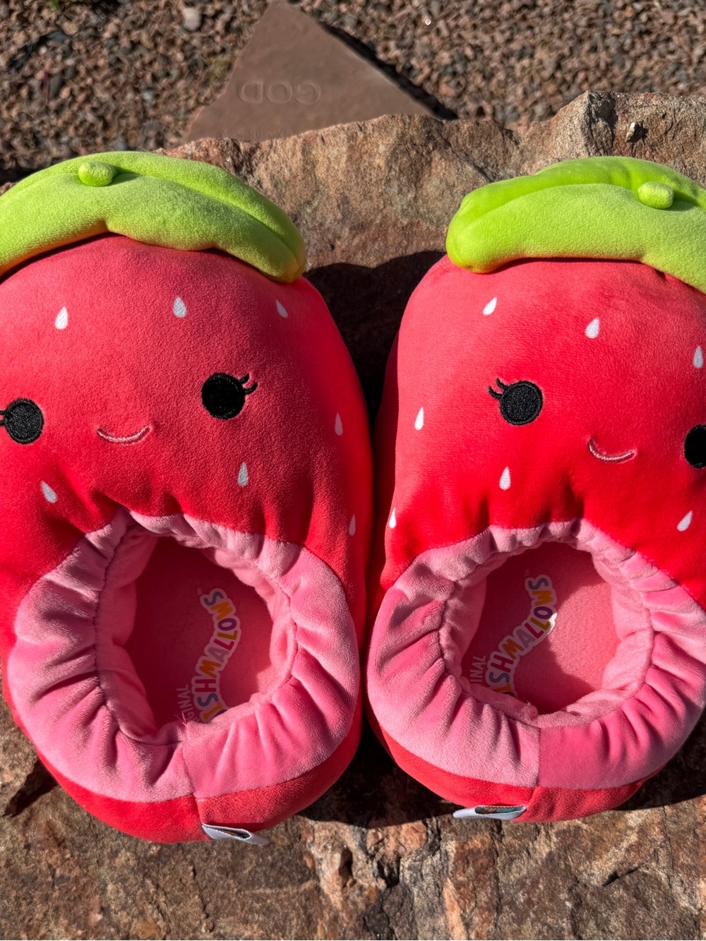 Official Squishmallows Scarlet the Strawberry Plush House Slippers Red